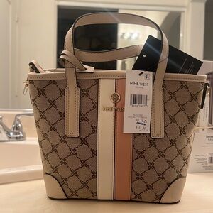 Nine West Tan and Cream Patterned Tote